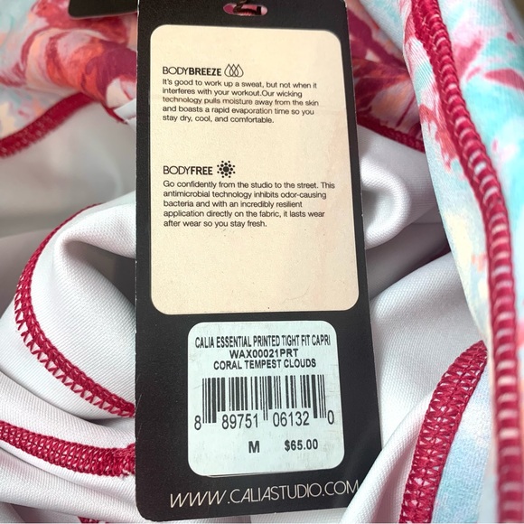 Calia Essential Crop Ruched Printed Tight Capri Coral Tempest Clouds Size M - Picture 9 of 10